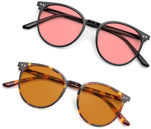 JFXQDR Runde Blaulichtfilter Brille Damen Herren, Computerbrille | ohne Stärke, UV400- & Blendschutz, Schutz vor Augenermüdung, TV Gaming Arbeit & Alltag