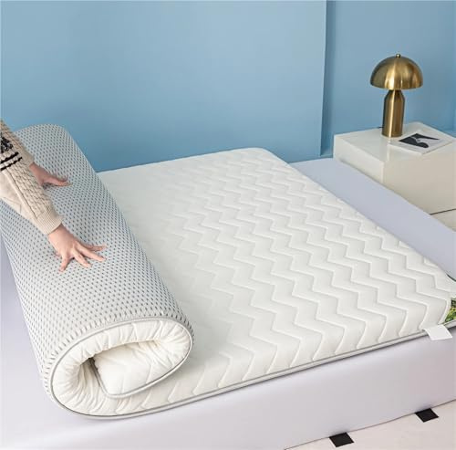 ZJIQOH Matratzenschoner Topper Verdicken 8cm Atmungsaktiv, Japanische Futon Matratze Komfortabel und Klappbar, Campingmatratze für Boden Schlafzimmer Pad(White,110 x 200 x 8 cm)