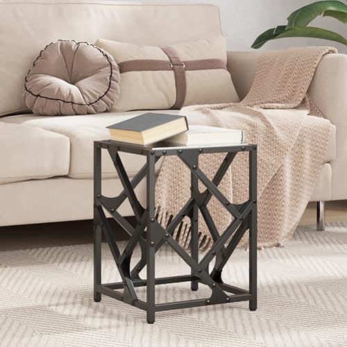 JHQHSM Table basse avec plateau en verre noir - 30 x 30 x 41 cm - Structure en acier - Table de salon - Durable - Robuste - Style moderne et élégant - Résistant à l'humidité et à la saleté