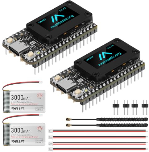 ESP32 LoRa V4 Entwicklungsboard für Meshtastic LoRaWAN IoT 2 Stück | 3000 mAh Große Kapazität LiPo Battery, ESP32-S3 16 MB Flash-Speicher, WLAN BLE, 28 dBm Hohe Leistung SX1262 LoRa