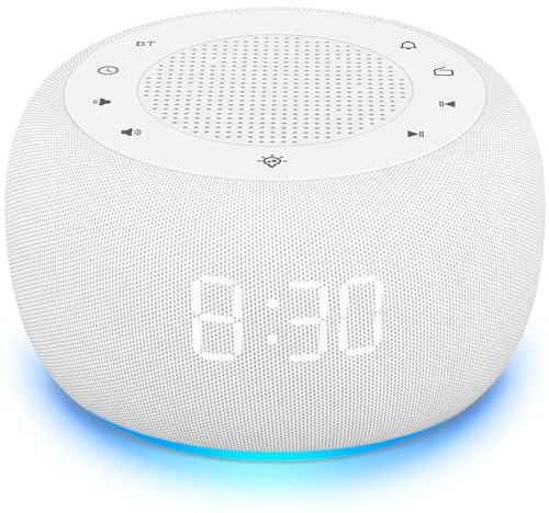 BUFFBEE Radio Despertador con batería Recargable y Altavoz Bluetooth | 9 sonidos de alarma suaves, luz nocturna y pantalla regulables, función Snooze, diseño portátil para casa, oficina y viajes