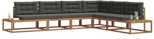 vidaXL Outdoor-Sofagarnitur 6 Stück Natur und Anthrazit, Akazienholz-Sofa, modernes Outdoor-Sitzen, robuste Garten- und Terrassensitzgruppe, wetterbeständiges Möbelset für draußen