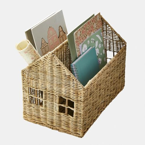 Loberon Hauskörbchen Tillyroo - Praktische Tragegriffe - Aufbewahrung fürs Kinderzimmer - Handgeflochten - Ordnungshelfer Organizer - Rattan - Eisen, braun