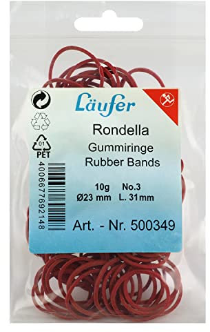 Läufer 69214 Rondella Gummiringe Nr. 3, Durchmesser 20 mm, 10 g Beutel, rot, besonders langlebig