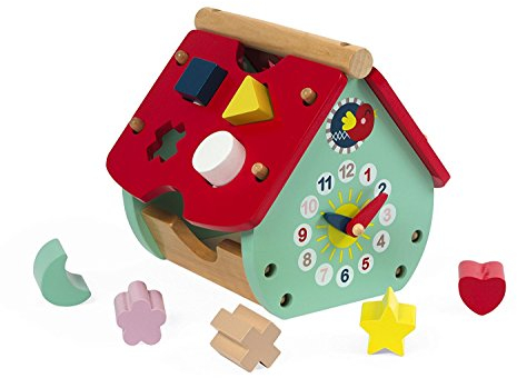 Janod - Maison à Formes en Bois Baby Forest - Jeu d'encastrement - Jouet d'Eveil et Premier Age - Apprentissage des Couleurs et Motricité Fine - Dès 18 Mois, J08008