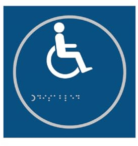 Wheelchair Symbol Braille Tactile Sign Self Adhesive Blue W150mm x H150mm