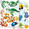 Wandkings Ozean Unterwasserwelt Wandsticker Set, 50 Aufkleber, 3 DIN A4 Bögen, Gesamtfläche 90 x 20 cm