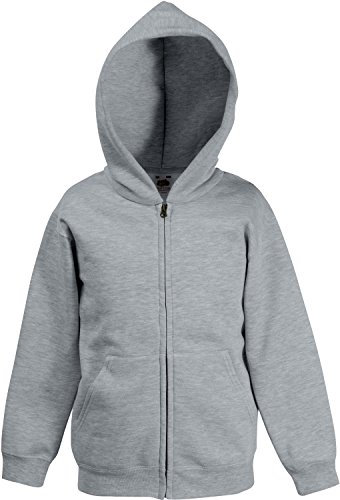 Fruit of the Loom - Offenes Sweatshirt mit Kapuze - Junge, Heathergrau, 7-8 Jahre