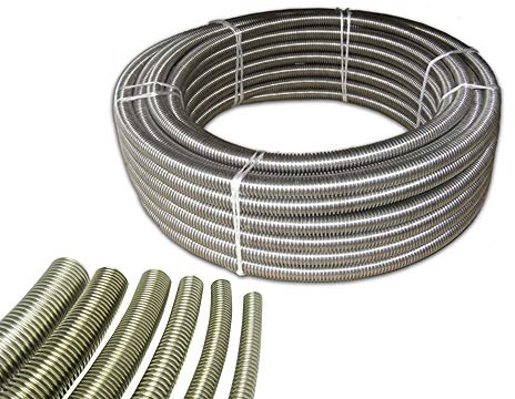 Sani-Flex Edelstahlwellrohr DN8 bis DN25, 1.4404, enggewellt, Meterware, für kleine Radien, DN-Größe: DN20-1 Zoll, Silber, 1 Meter, 16 bar, Industrielle Anwendungen