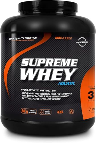 SRS Muscle - Supreme Whey XXL, 1.900 g, Vanille-Rhabarber | Hydro-optimized Whey Protein | mit Enzym Laktase und Pro-B Vitaminen | aspartamfrei | deutsche Premiumqualität