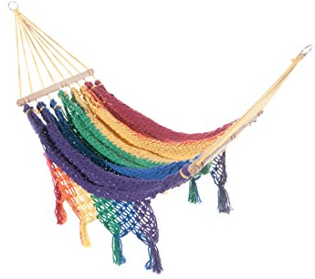A TouCan Hammocks Organic Cotton Cat Hammock Bed Pet Swing Cradle Rainbow Design
