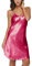 Original Kimono Damen Satin Spaghetti Strap Nachthemd Nachthemd Babydoll, Rose, X-Large
