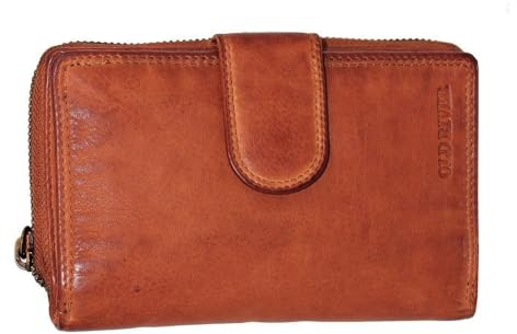 Old River Leder Damen Geldbörse, Frauen Portemonnaie Brieftasche Lederbörse, Damen Nappaleder Geldbörse Vintage mittelgroß