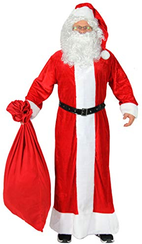 Foxxeo Premium Weihnachtsmann Kostüm mit Mantel für Herren - Größe XL-XXL