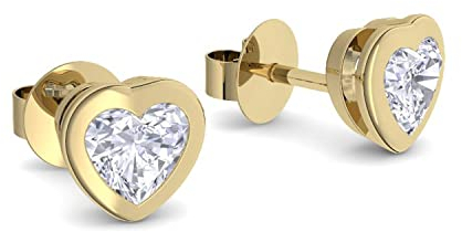 Herz Ohrstecker Gold klein Zirkonia Damen Herz Ohrringe Silber 925 hochwertig vergoldet *Ich liebe dich* ETUI Stecker Herzform Herzohrringe mit Stein Damenohrringe Geschenke für Frauen FF135VGGG