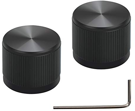 mxuteuk 2Stcke Gitarre Knpfe Schwarz Aluminium Rotary Potentiometer Drehknoepfe fr E-Gitarren Bassschraube Ersatzteil Typ 21x17mm(d * h) KNOB-05-BK