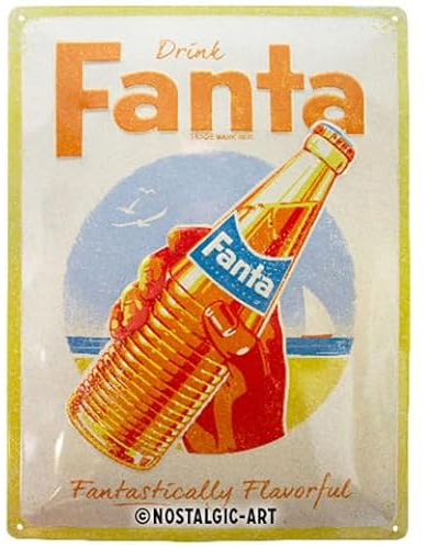 Nostalgic-Art Fanta – Bottle Beach – Edición Especial – Geschenk-Idee als Bar-Zubehör Kitchen, Plastic, Diseño Vintage, 30 x 40 cm