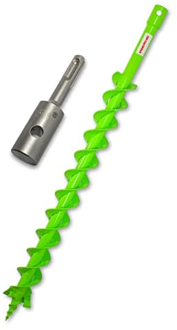 WERHE® Profi Bohrer VollStahl, Erdbohrer für bohrmaschine 60 mm Doppel-Welle extrem robust mit SDS Plus Adapter - Pfahlbohrer Brunnenbohrer präzise Bohrspitze.