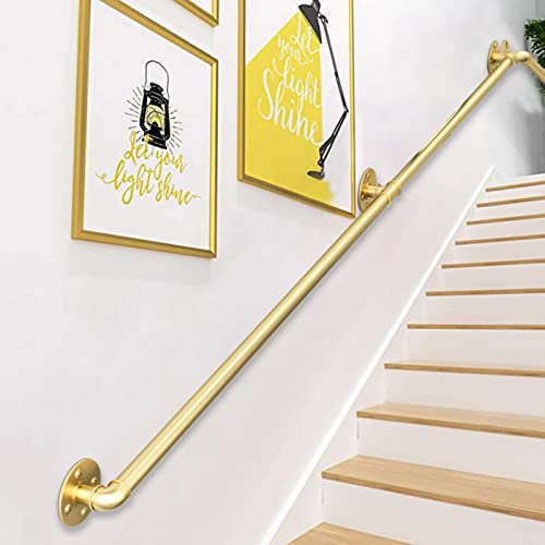 Escaleras Pasamanos Dorado 60cm 1m 150cm 2m 300cm Barandal Soportes de riel Riel de agarre de hierro forjado Kit de soporte riel de mano de seguridad - Barandilla escalera Riel agarre al aire libre