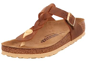 Birkenstock Gizeh Braided Cognac, Oiled Leather, Infradito Donna, 36 EU