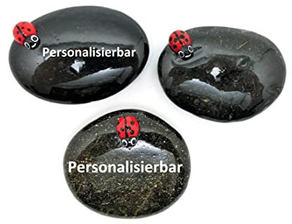 Andys Steinwelt® Glücksstein [Mit Wunschtext personalisierbar!] – Handbeschrifteter Glücksbringer ca. 5 cm – Individuelles Geschenk & Tischdeko für Hochzeit, Geburtstag & Reisen aus Naturstein 1021