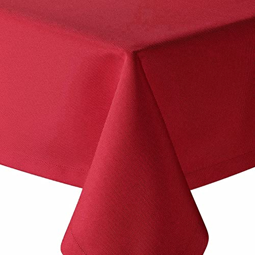 Tischdecke | Rot - Eckig - 160x260cm | Gartentischdecke | Outdoor-Decke | Lotus-Effekt | Leinen-Optik | Schmutzabweisend