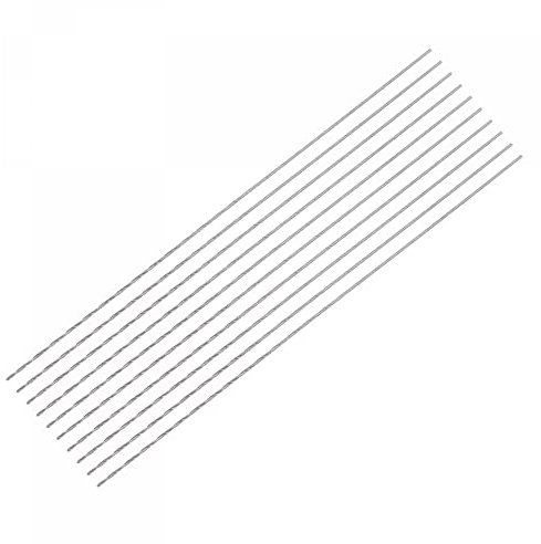 sourcing map 10 Pcs 0.5mm Mini Micro Twist Drill Bits, High-Speed Steel Straight Shank Extra Long Drill Bit 80mm for Aluminum Alloy