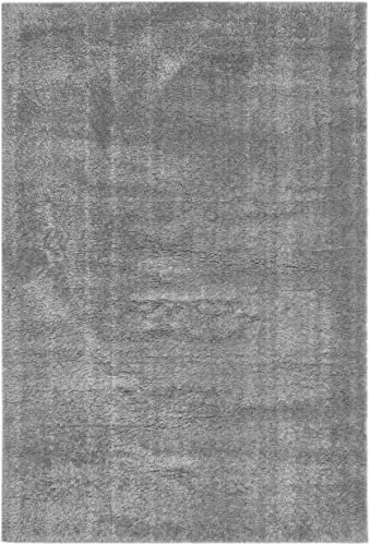-LUXOR- living moderner Hochflor Teppich Gela, Kunstfell Optik, Shaggy Teppich geeignet als Teppich Wohnzimmer oder Badezimmerteppich, unifarben 160 x 230 cm Grau