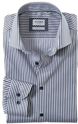 OLYMP Herren Businesshemd Schlank Gestreift 210824 | Hemd, Manschette, Body Fit, 97%Baumwolle/3%Elastolefin