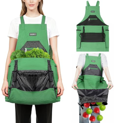 ZIOZERTT Gartenschürze, Ernte-Schürzen mit Taschen für Damen und Herren, Segeltuch, Gartengeschenke für Mutter, Papa