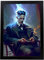 Nacnic Nikola Tesla in voller Farbe Fotostil. Cartoon-Illustrationen berühmter Erfinder und Schöpfer. Innenarchitektur und Dekoration. A3 mit schwarzen Rahmen.