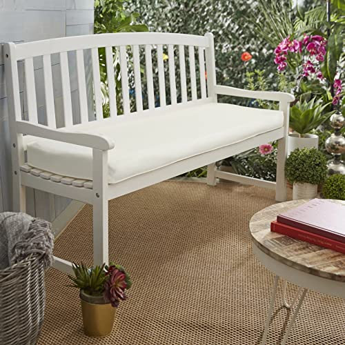 Water Resistant Garden Bench Cushion 3 Seater for Patio Furniture Kitchen/Dining Bench Indoor Outdoor Comfortable Modern Thick Cushion With Zipper Removable Washable Cover (3 seater 143x52x6cm, White)
