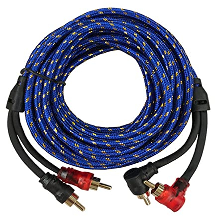 Kit Cablaggio Amplificatore,Asudaro 90 Gradi Ad Angolo Retto Da 2 A 2 Cavi RCA Cavo Subwoofer o Stereo Intrecciato In Nylon Compatibile Con TV, Lettori CD, Impianti Stereo Domestici,5M/6M