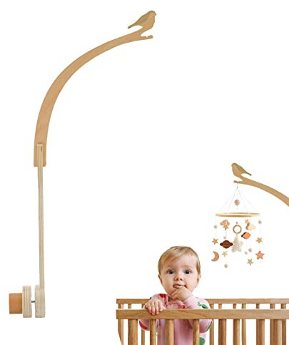 Mobile Halterung Holz für Babybett, Mobile Halterung Wickeltisch für Kinderzimmer-Dekoration, Angepasst Mobile Halter Gestell Stange für Aufhängung Windspiele Bettglocke Spielzeuge (Vogel Zweig)