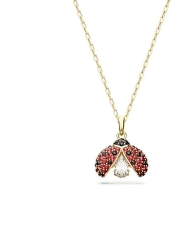 Swarovski Idyllia Anhänger, Vergoldete Damenhalskette mit Marienkäfer-Motiv und Strahlenden Swarovski Kristallen