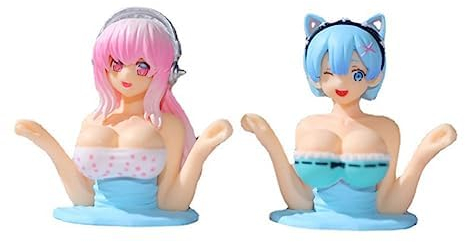 Gehanico Chest Shaking Ornaments Mädchen Modell Statue 2 pcs Anime Figur Anime Ornamente Kawaii Spielzeug im Auto Haus Desktop Dekoration Ornamente Sammlung (Freundinnen (2 pcs))