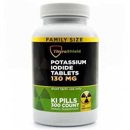 Potassium Iodide Tablets 130 mg | 300ct Iodine Tablets for Radiation Exposure - Potassium Iodine Pills - YODO Naciente - KI Pills - Made in USA - ThyroShield