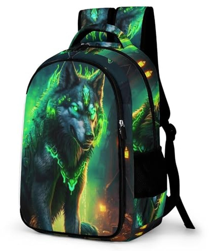 WCEECE Rucksack,Damen & Herren Backpack Mit Tier Wolf Wölfe Aufdruck,Unisex Daypack Schulrucksack,Wasserdichter Tagesrucksack Für Freizeit Schule Job