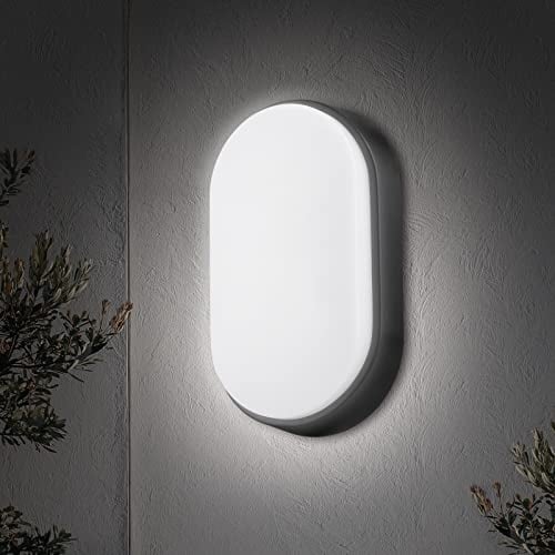 18W LED 4000K IP65 Ovale Wandleuchte mit schwarzer Blende für Innen, Außen, Bad, Büro, Flur, Korridor, Hauswirtschaftsraum, Garten, Schuppen, Werkstatt, Terrasse usw. - Verbesserte Version