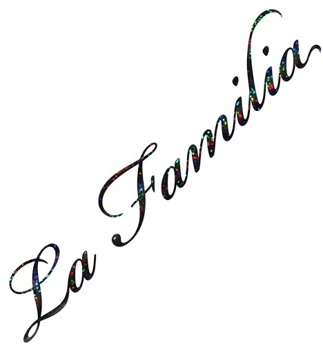 Auto Aufkleber La Familia Tuning Sticker für Familienauto Familienkutsche Heckscheibe Frontscheibe Karosserie Wohnmobil Bus Motorrad (Glitzer Schwarz)