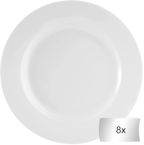Home4You Dessertteller - Weiß - Ø 20 cm - Porzellan - 8er Set