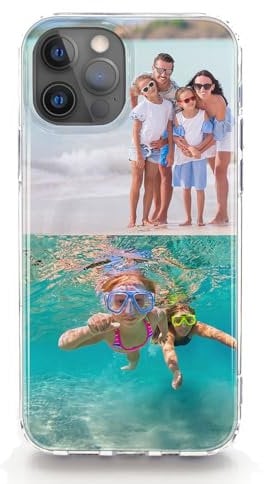 Personalised Phone Case For Apple iPhones, 16, 15, 14, 13, 12, 11 Pro, Max, Mini, Plus, Samsung S23, S24, S25 Gel Case Compatible with MagSafe, Custom Photo Cover, Personalize with Two Image Collage