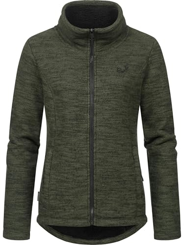Ragwear Damen weiche Strickjacke Übergangsjacke mit Teddy-fleece und Stehkragen Liram Melange YOUMODO XS-6XL
