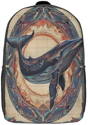 EKDBUGLLS Art Whale 3D Rucksack Set Kinder Kinder Große Buchtaschen Kinder Schulranzen Zurück Zur Schule Geschenke Schultasche 17inch