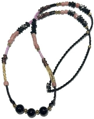 ETHNOS BARCELONA - Sautoir avec Onyx Noires et Perles de Verre. Longueur : 92 cm.