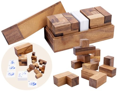 Engelhart - 350460 - Doppelsoma-Würfel - 3D-Holzpuzzle-Würfel - Schwierigkeitsgrad: schwer - 2 Holzwürfel - Formenblätter - Ökologische Holzbox - 2 Spieler - ab 6 Jahren