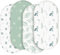 Moses Basket Sheets 82X41cm, Baby Bassinet Sheets Pram Sheet Fitted for Boy and Girl, Crib Fitted Sheets Oeko-tex100 Fit for Oval, Hourglass & Rectangle Bassinet 4 Packs Green/White