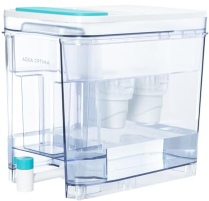 Aqua Optima Perfect Pour Water Filter Dispenser 8.2L Capacity Equipped with X 2 Evolve+ Water Filter Cartridges - Reduces Microplastics, Chlorine, Limescale and Other Impurities
