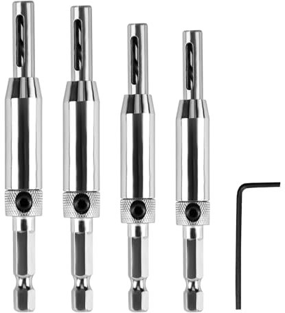 4Pcs Quick Release Drill Bit Guide Set, 1/4 Hex Shank Hinge Drill Bit Set with Spanner High Speed Steel Self Centering Drill Bit for Door Cabinet Window Pilot Hole (5/64 7/64 9/64 11/64)