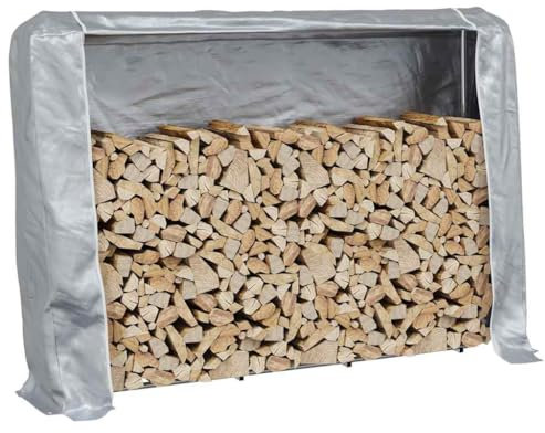 Homgoday Brennholzregal mit Regenschutz 200x25x150 cm Verzinkter Stahl Kaminholzregal Kaminholzunterstand Brennholzunterstand Holzunterstand Brennholzlager Holzlager Kaminholzständer